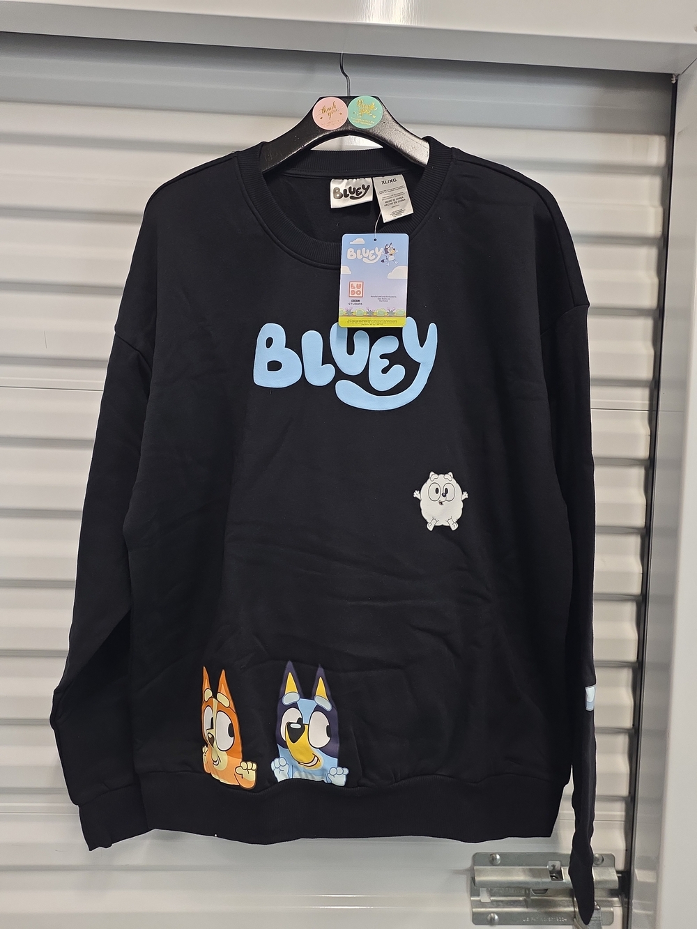Bluey Bingo BBC Studios Crewneck Sweatshirt Black Unisex XL NWT (CD)